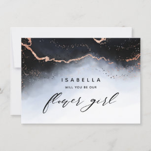 Ethereal霧ネイビーグラデーションブルーフラワーガールプロポーズ