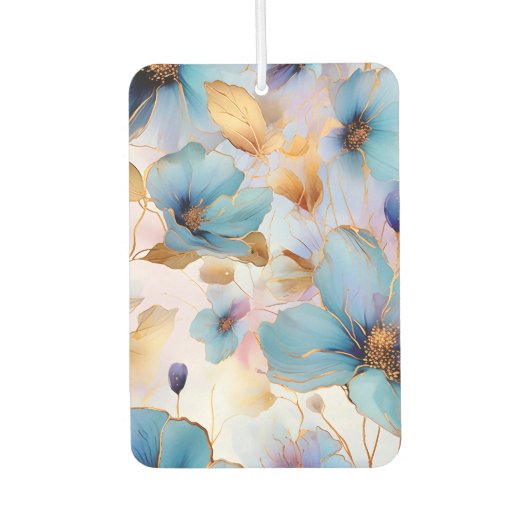 Ethereal青い花ソフトパステルアルコールインク カーエアーフレッシュナー (正面)