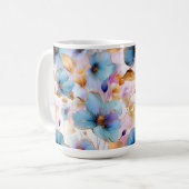 Ethereal青い花ソフトパステルアルコールインク コーヒーマグカップ (正面左)