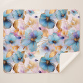 Ethereal青い花ソフトパステルアルコールインク シェルパブランケット (正面(横))