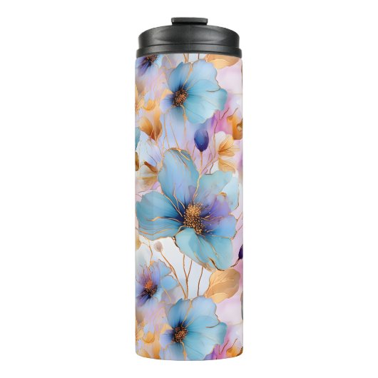 Ethereal青い花ソフトパステルアルコールインク タンブラー (正面)