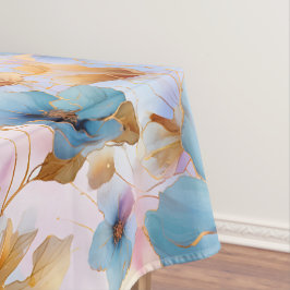 Ethereal青い花ソフトパステルアルコールインク テーブルクロス