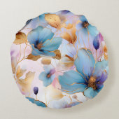 Ethereal青い花ソフトパステルアルコールインク ラウンドクッション (裏面)