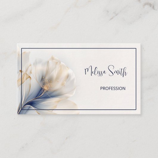 Ethereal青い金ゴールド花 名刺 (正面)