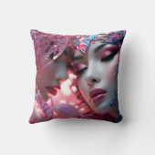 Ethereal顔カラフルフローラデザイン クッション (裏面)