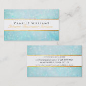 ETHEREAL《写真》ぼけ味パターエレガントン金ゴールドストリップブルー 名刺 (正面/裏面)