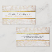 ETHEREAL《写真》ぼけ味パターンエレガント金ゴールドストリップクリーム 名刺 (正面/裏面)