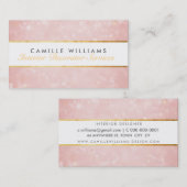 ETHEREAL《写真》ぼけ味パターンエレガント金ゴールドストリップサンゴ 名刺 (正面/裏面)