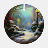 Ethereal 3Dルックウィンターシーンキンケデインスパイアー ガラスオーナメント (裏面)