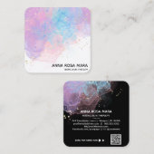 *~* Ethereal AP46マジカルグリッター抽象芸術QRロゴ スクエア名刺 (正面/裏面)