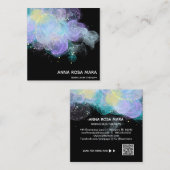 *~* Ethereal AP46金ゴールドグリッターロゴ抽象芸術QR スクエア名刺 (正面/裏面)