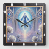 Ethereal Archwayホワイトローゼフレーム スクエア壁時計 (正面)