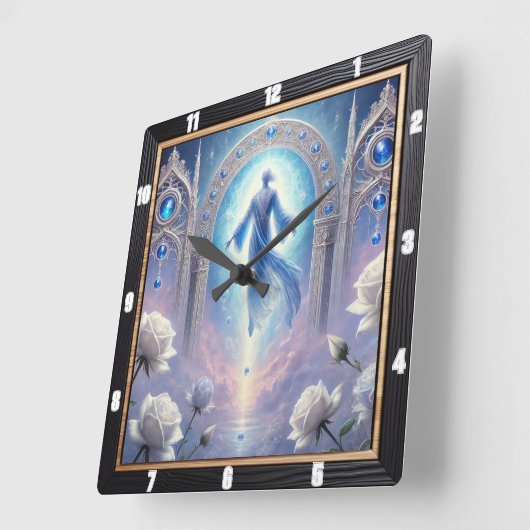 Ethereal Archwayホワイトローゼフレーム スクエア壁時計 (傾斜)