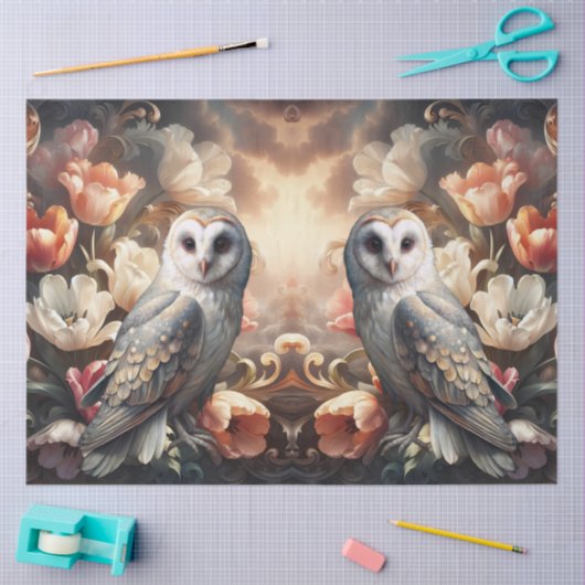 Ethereal Baroque Florals & Owls Decoupage Paper 薄葉紙 (クラフト)