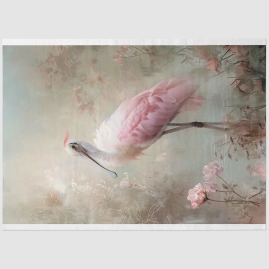 Ethereal Bird、Spoonbill、Lotus Lake Scene 薄葉紙 (正面)