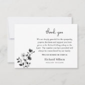 Ethereal Black & White Flowers Orthodox Funeral サンキューカード (正面)