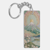 Ethereal Bloom: Pastel Mosaic Volcano in Spring キーホルダー (正面左)