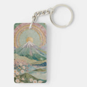 Ethereal Bloom: Pastel Mosaic Volcano in Spring キーホルダー (裏面)