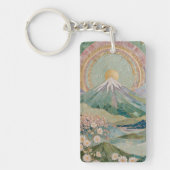 Ethereal Bloom: Pastel Mosaic Volcano in Spring キーホルダー (正面)