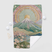 Ethereal Bloom: Pastel Mosaic Volcano in Spring ゴルフタオル (インサイチュ)