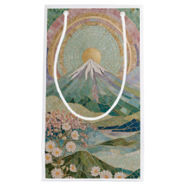 Ethereal Bloom: Pastel Mosaic Volcano in Spring スモールペーパーバッグ