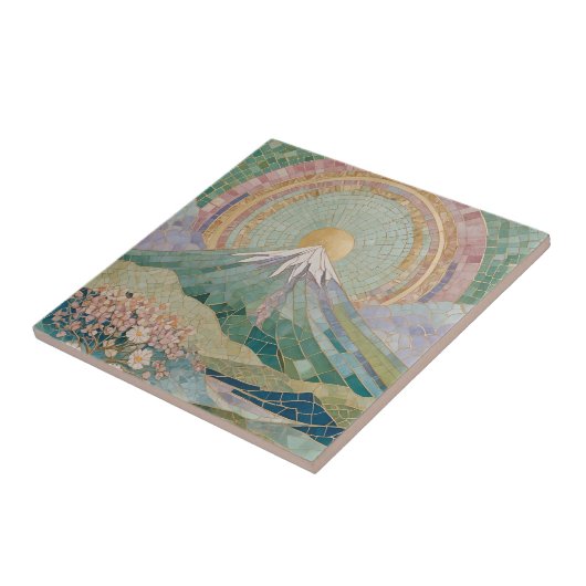 Ethereal Bloom: Pastel Mosaic Volcano in Spring タイル (側面)