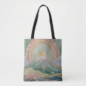 Ethereal Bloom: Pastel Mosaic Volcano in Spring トートバッグ (正面)