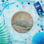 Ethereal Bloom: Pastel Mosaic Volcano in Spring ペーパープレート (パーティー)