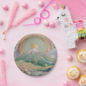 Ethereal Bloom: Pastel Mosaic Volcano in Spring ペーパープレート (パーティー)