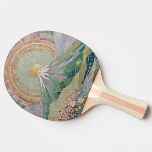 Ethereal Bloom: Pastel Mosaic Volcano in Spring 卓球ラケット (横)