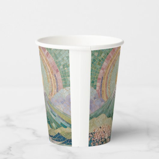 Ethereal Bloom: Pastel Mosaic Volcano in Spring 紙コップ (右)
