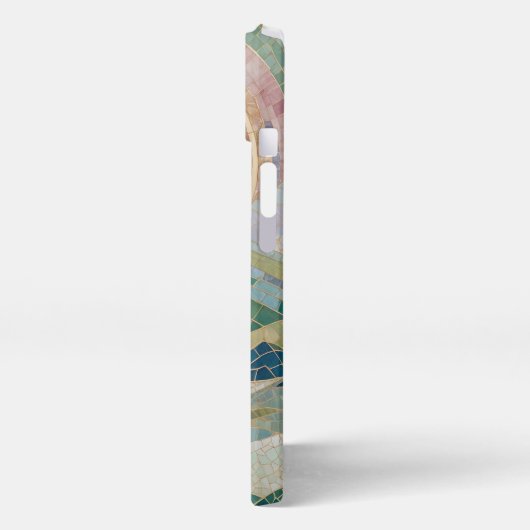 Ethereal Bloom: Pastel Mosaic Volcano in Spring iPhoneケース (左側面)