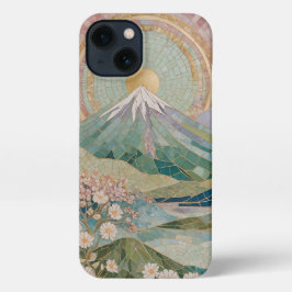 Ethereal Bloom: Pastel Mosaic Volcano in Spring iPhone 13ケース