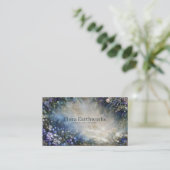 Ethereal Blue and Purple Floral Border Gold Frame 名刺 (スタンド正面)