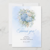 Ethereal Blue Floral Eucalyptus Wedding thank you サンキューカード (正面)