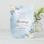 Ethereal Blue Floral Frost Wedding 招待状 (スタンド正面)