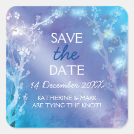 Ethereal Blue Forest Wedding Save the Date スクエアシール
