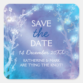 Ethereal Blue Forest Wedding Save the Date スクエアシール