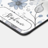 Ethereal Blue Hand Drawn Floral Custom デスクマット (コーナー)