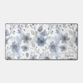 Ethereal Blue Hand Drawn Floral Custom デスクマット (正面)