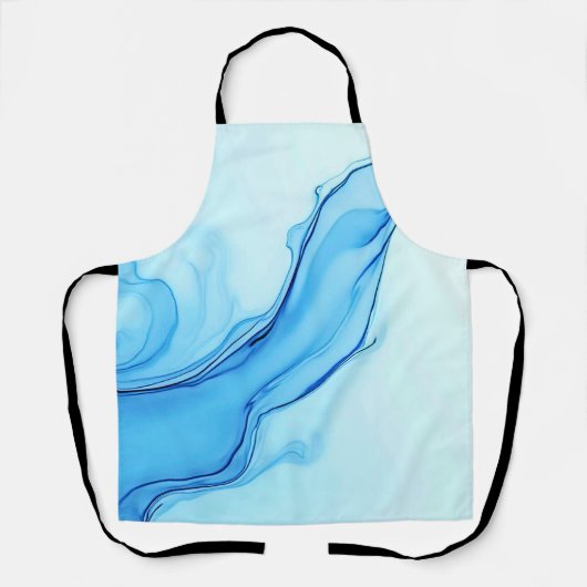 Ethereal Blue Liquid Art Swirls エプロン (正面)