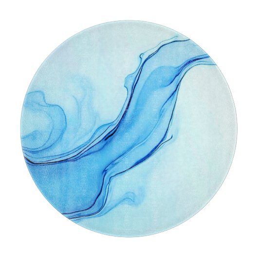 Ethereal Blue Liquid Art Swirls カッティングボード (正面)