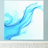 Ethereal Blue Liquid Art Swirls キャンバスプリント (インサイチュ (ウッドフロア))