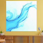 Ethereal Blue Liquid Art Swirls キャンバスプリント (インサイチュ (リビング))