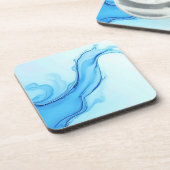 Ethereal Blue Liquid Art Swirls コースター (左側)