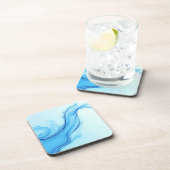 Ethereal Blue Liquid Art Swirls コースター (右側)