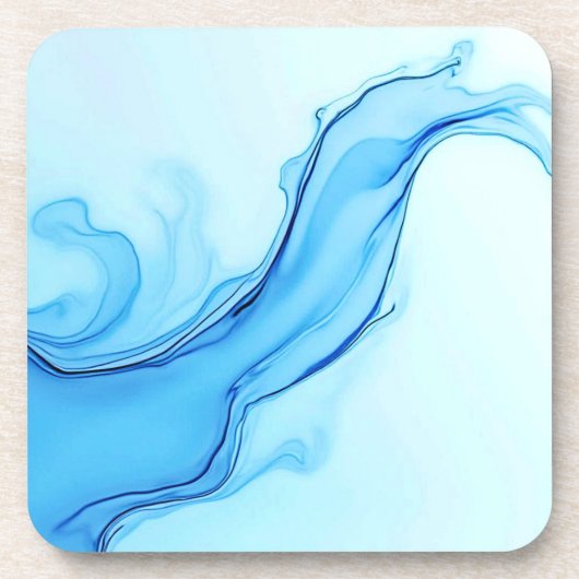 Ethereal Blue Liquid Art Swirls コースター (正面)