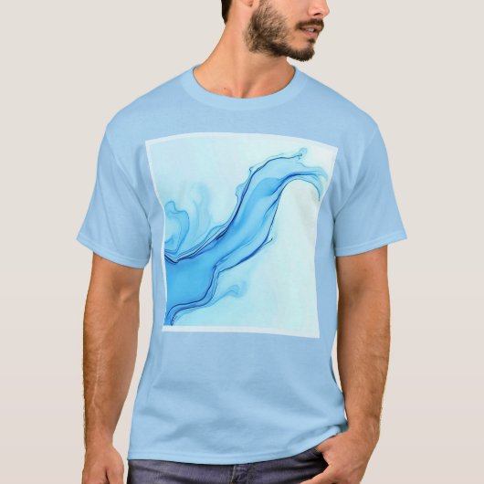 Ethereal Blue Liquid Art Swirls Tシャツ (正面)