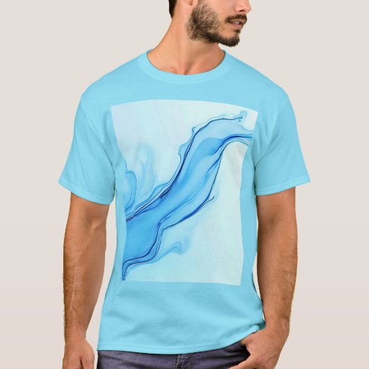 Ethereal Blue Liquid Art Swirls Tシャツ (正面)