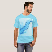 Ethereal Blue Liquid Art Swirls Tシャツ (正面フル)